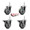 Service Caster 4 Inch Gray Polyurethane Wheel Swivel 58 Inch Threaded Stem Caster Set 2 Brakes SCC SCC-TS20S414-PPUB-58212-2-PLB-2 - alternate 5